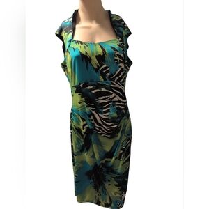 Nwt Frank Lyman Design Elegant Multi Color Dress Sexy Zebra Jungle 14/16